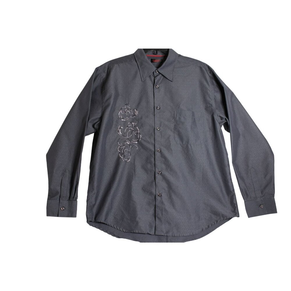 Contigo L/S Grey‎ Embroidered Button Down Shirt Mens XL
